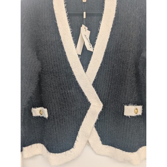 NWT L'AGENCE Georgia Contrast Cardigan Blazer Size XXL Black/White #3D513 - Picture 4 of 14